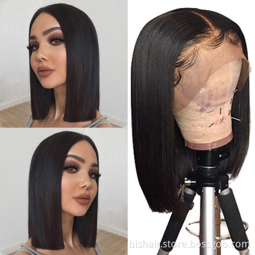 Cheap Price Brazilian Straight Hair Bob Wig Real Human Hair 13x4 Bob Lace Front Wig Real Human Hair  For Women Natural Color